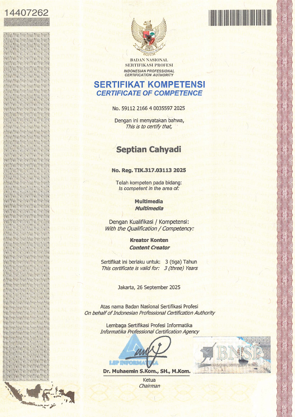 Sertifikasi BNSP Konten Kreator